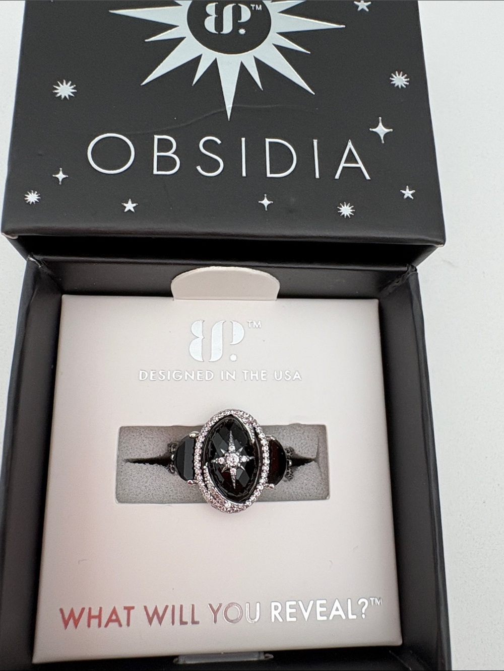 Obsidia Black Crystal Oval Earrings with Silver Accents